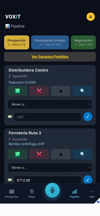 Pipeline en la app de VOXIT